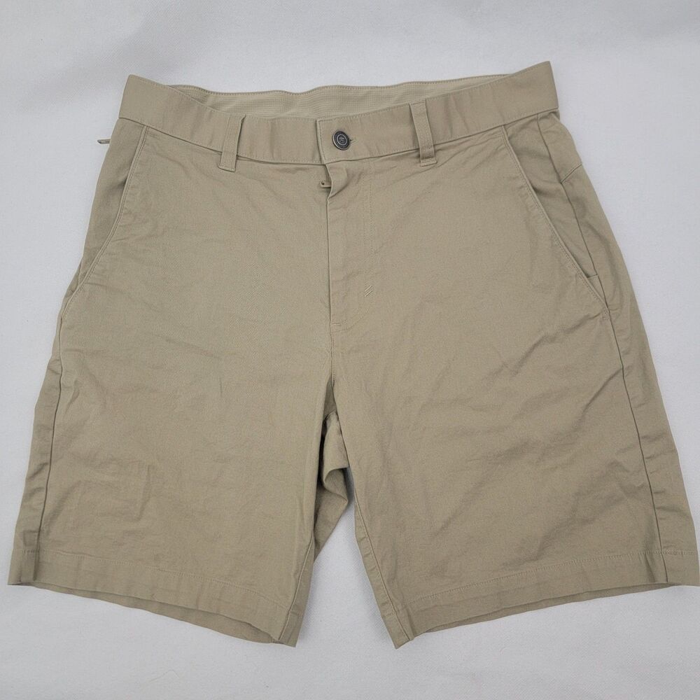 FABLETICS Mens The High Side Shorts Sz 31 Tan Chino Preppy Golf Casual 8" Inseam